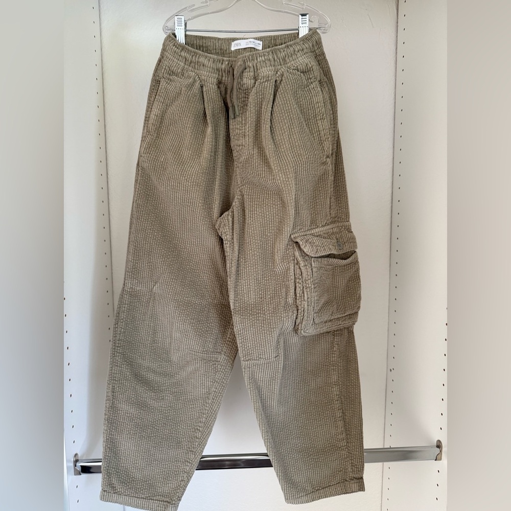 Zara Kids Corduroy Cargo Pants - Olive